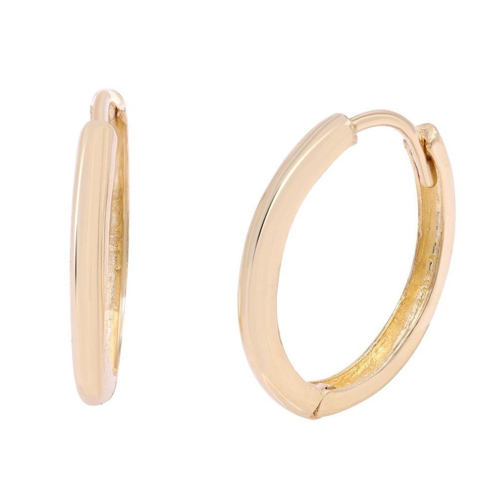 Rachel Koen Solid Small Huggie Earrings 14K Yellow Gold 15mm